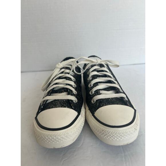 Converse Chuck Taylor All Star Black Glitter Low Top Lace Up Skater Sneakers 7 - Picture 3 of 10
